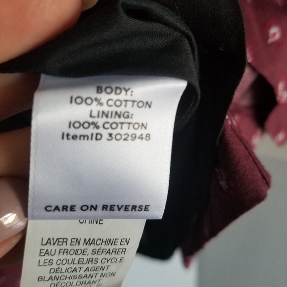 NWT LL Bean Signature poplin dress. 14 red wine - Picture 5 of 6